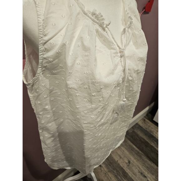 J Mclaughlin swiss dot white tank tassle Womens large whimsy cottage coastal - Picture 5 of 5
